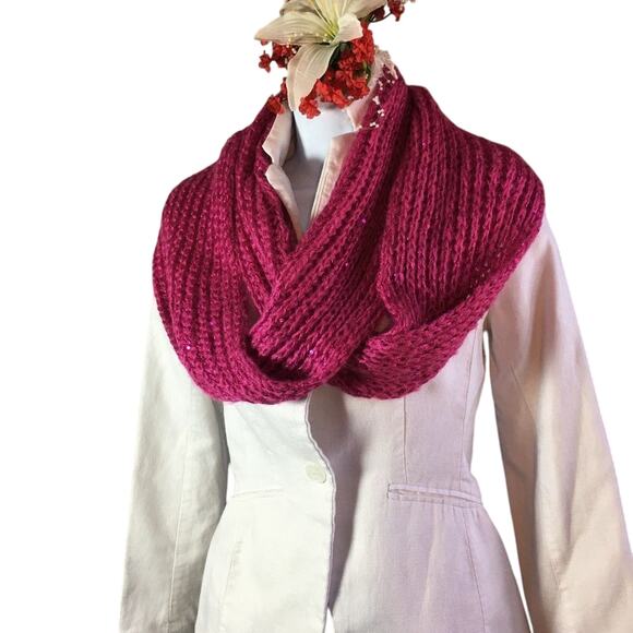 Claire's Pink Sparkle Infinity Scarf - Soft & Stylish - Picture 1 of 4